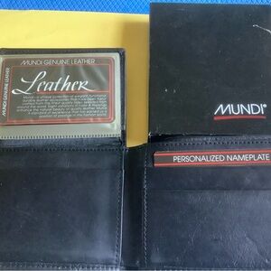 Mundi Black Leather bifold wallet. Brand New W/Box